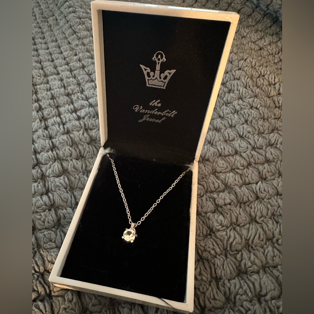 The Vanderbilt Jewel- Vintage solitaire man made diamond necklace.